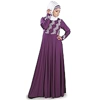 Ruksha Purple Rayon Islamic Jalabiya Muslim Woman Gown AY-431
