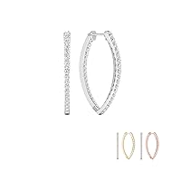 IGI Certified 10k Gold 1ct TDW Diamond Hoop Earrings