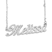 Melissa Name Necklace 18K White Gold Plated Personalized Dainty Necklace - Jewelry Gift Women, Girlfriend, Mother, Sister, Friend, Gift Bag & Box