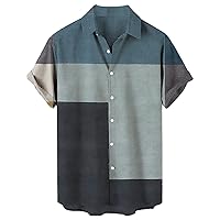 Mens Hawaiian Shirts Vintage Short Sleeve Printed Button Down Summer Beach Dress Shirts Tropical Vacation Shirts