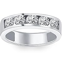 P3 POMPEII3 1 1/4ct Diamond Wedding Ring Channel Set Mens Ring 14k White Gold