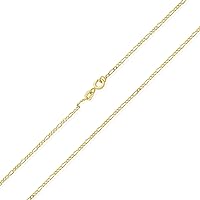 Bling Jewelry Unisex Thick or Thin Strong Solid 14K Yellow Gold Overlay.925 Sterling Silver Figaro Link Chain Necklace For Men Women 14-24 Inch
