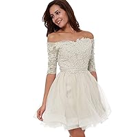 Women's A Line Mini Short Homecoming Dresses Half Sleeve Party Gowns