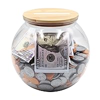 Large Clear Coin Bank Jar with Slotted Lid, 3/4 Gallon Plastic Money Tip Change Savings Coin Jar for Coin or Raffle Ticket, Big Clear Money Coin Tip Piggy Change Bank Box for Adults Teens