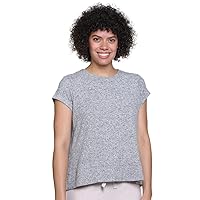 LA CERA Women's Cap Sleeve Tee, Comfor Collection Rounded U Neck T Shirt Short Sleeve