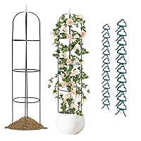 Metal Obelisk Trellis & Plant Clips,Garden Trellis for Climbing Plants,Plant Support for Cucumbers,Rose,Tomato,Vines,Vegetables Trellis Cage Indoor & Outdoor,40pcs Garden Clips