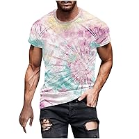 T-Shirt for Men - Men’s Gradient Short Sleeve T Shirts Summer Casual Street Fashion Tees Slim Fit Crewneck Gym Muscle Shirt