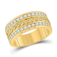 The Diamond Deal 14kt Yellow Gold Mens Round Diamond Braid Wedding Band Ring 1 Cttw