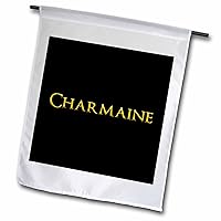 3dRose Charmaine common girl baby name in the USA. Yellow on black talisman - Flags (fl_356420_1)