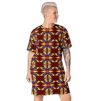 T-Shirt Dress, kr8vsosllc, Long T-Shirt Dress, Designed African, African Authentic Design.