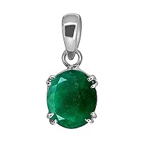 Handmade Emerald Pendant Necklace For Women Natural Sterling Silver Birthstone Pendant Jewellery Bridesmaid Wedding Birthday Gift