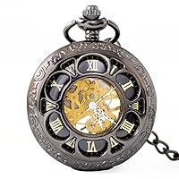MADALIAN Hollow Mechanical Pocket Watch with Petal Retro Flip for Men and Women's Casual Pendant Watch