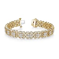 5.06 Ct Round D/VVS1 Diamond 14K White Gold Plated Flower Design Tennis Bracelet