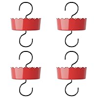 Auslar Ant Moat for Hummingbird Feeders, Ant Guard for Hummingbird & Oriole Feeders, 3.5 OZ X 4 Pack Red Large Capacity Ant Trap for Outdoor Yard Hanging Feeders