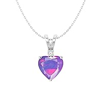 Natural White Opal Gemstone Heart Pendant Necklace for Women, Genuine Multi Fire Ethiopian Opal Jewelry for Women