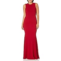 Dress the Population Women's Eve Stretch Crepe Illusion Back Mermaid Long Gown Dress