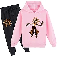 Unisex Kids Sundrop and Moondrop Hoodie and Sweatpants Set,Graphic Long Sleeve Pullover Casual Tracksuit for Boy Girl
