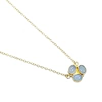 Aqua Chalcedony Handmade Sleek Pendant Necklace Studded in Gold Plated Brass Pendant Necklace Valentine's Gift For Her
