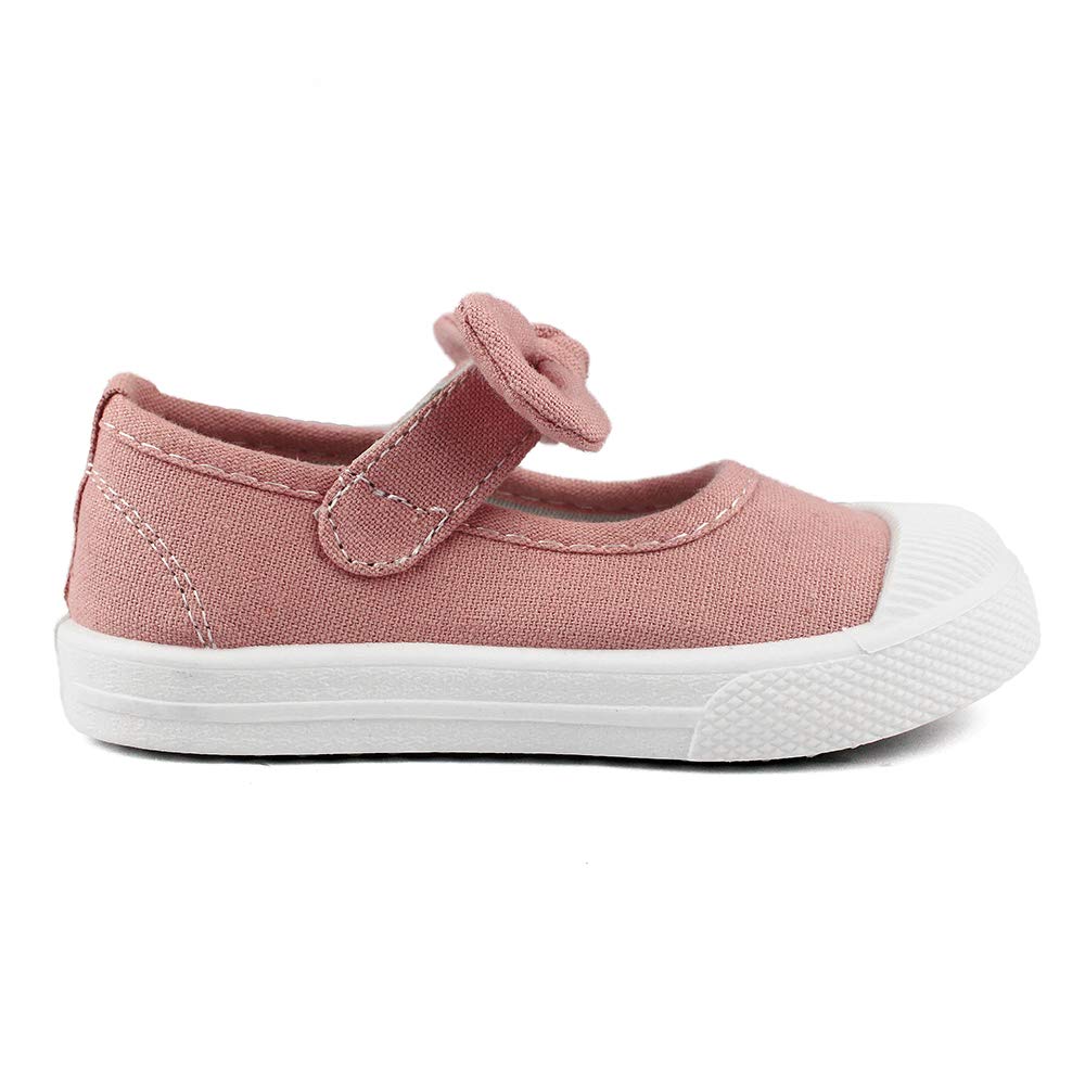 ESTAMICO Kids School Uniform Dress Shoe Girls Bowknot Mary Jane Flat Sneakers for Toddler/Little Kid