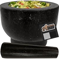 Gorilla Grip 100% Granite Slip Resistant Mortar and Pestle Set, Stone Guacamole Spice Grinder Bowls, Molcajete for Mexican Salsa Avocado Taco Mix Bowl, Kitchen Cooking Accessories, 1.5 Cup, Black