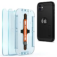 Spigen Tempered Glass Screen Protector [GlasTR EZ FIT] and Tough Armor designed for iPhone 11