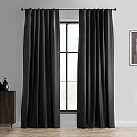 HPD Half Price Drapes Essential Solid Blackout Curtains for Bedroom 84 Inches Long (1 Panel) Thermal Insulated Blackout Curtains for Living Room Rod Pocket Window Curtains, 50W x 84L, Deep Black