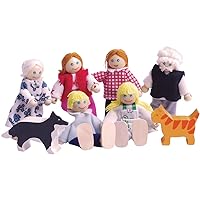 Heritage Playset Wooden Dolls House People - 8 Wooden Dolls Family for Dollhouses, Quality Dolls House Accessories for Pretend Play