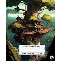 Composition Notebook | 7.5x9.25 inches, 200 College Ruled Pages | Cartoon-style Nature Scenery Collection | For School, College, Office, Sketching, Hobby, Work