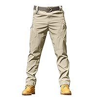 Men's Solid Outdoor Stretch Athletic Training Pants Relaxed Fit Water Resistant Tactical Hiking Trousers Ripstop Cargo Pant