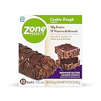 ZonePerfect Protein Bars | 10g Protein | 17 Vitamins & Minerals | Nutritious Snack Bar | Brownie Batter Cookie Dough | 20 Bars