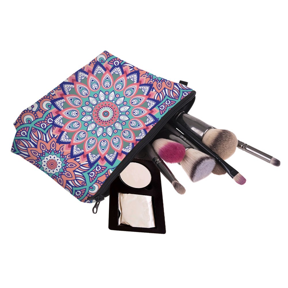 Deanfun Roomy Cosmetic Bag,3 piece Set Waterproof Travel Toiletry Pouch Makeup with Zipper (Mandala Flowers)