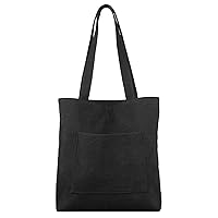 Kememo Corduroy Tote Bag with Zip, Shoulder Bag Women's Hobos Handbags Large Capacity Shopping Bag with Inner Pocket