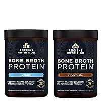 Ancient Nutrition Bone Broth Protein Powder, Vanilla, 20 Servings + Bone Broth Protein Powder, Chocolate, 20 Servings