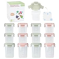 Baby Food Storage Containers Jars Lids Freezer Plastic Snack Puree Containers With Removable Ice Pack Safe Leak-proof Microwave Dishwasher 12 Set