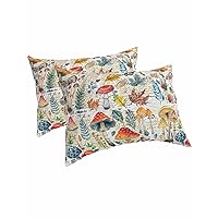 Vegetables Mushroom Pillow Covers Standard Size Set of 2 20x26 Bed Pillow, Plush Soft Comfort for Hair/Skin Cooling Throw Pillowcases with Envelop Closure Vintage Spring Botanical Newspaper