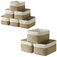 Storage Baskets for Shelves, Fabric Baskets for Organizing, Collapsible Storage Bins for Closet, Nursery, Clothes, Toys, Home & Office [9-Pack, White&Khaki]