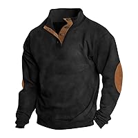 Men Western Ethnic Print Vintage Tops Long Sleeve Henley Shirt Stand Collar Button Down Pullover Sweatshirts S-3XL.