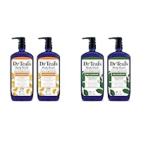 Body Wash Bundle with Pure Epsom Salt, Glow & Radiance with Vitamin C & Citrus (Pack of 2) and Relax & Relief with Eucalyptus & Spearmint (Pack of 2)