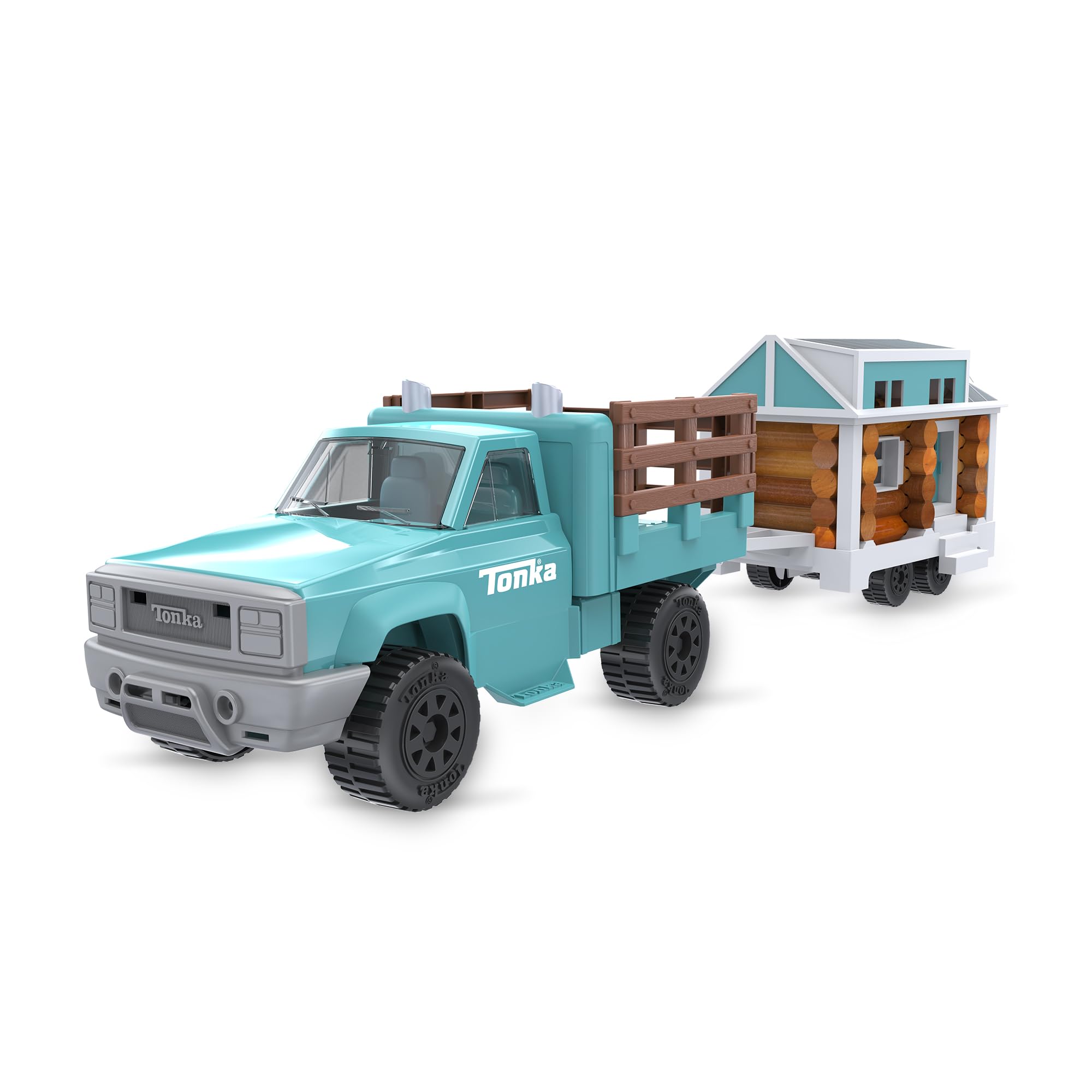 Lincoln Logs Cruising Tonka Tiny Home, Toy Truck Building playset for Kids, Boys & Girls Ages 3+,Promotes Fine Motor Skills & Sensory Development, STEM, Great Holiday & Birthday Classic Retro Gift