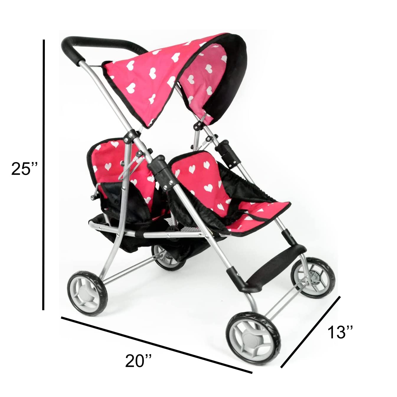 My First Doll Twin Stroller - Cutest Heart Design Doll Twins Stroller - Great Toy Gift for Girls