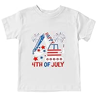 Toddler Boys 4th of July Text Excavator Print T Shirts American Flag Shirt Kids Independence Toddler Boys Size 5