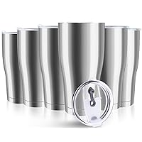 30 oz Stainless Steel Tumbler with Lid,6 Pack Double Wall Vacuum Insulated Travel Mug, Durable Insulated Tumbler for Gift, Coffee, Tea, Beverages (Silver 6)