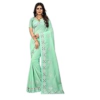 Resham Sequin Embellished Woman Designer Organza Saree Blouse Zarkan work Heavy Wedding Sari 3748