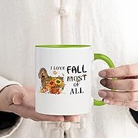 I Love Fall Most of All Motivational Mug Best Friends Son Gifts 11oz Ceramic Mug Cup Unique Maple Leaves Sunflower Gag Engagement Mother's Day Presents for Women Barista Bestie