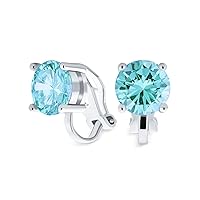 Traditional Classic 2CT Brilliant Cut Round AAA CZ Solitaire Clip On Stud Earrings for Women -Yellow Gold or Silver Plated Non-Pierced Simulated Gemstone Jewel Colors Birthstone 8MM