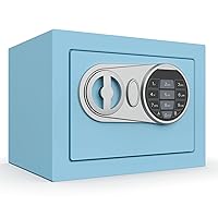 Safe and Lock Box Digital Electronic Security Keypad Mini Small Safes with Black Safe Box for Home Office Travel Business Use, 0.236 Cubic Feet BLUE