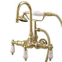 Kingston Brass CC11T2 Vintage Clawfoot Tub Faucet, 3-3/8-Inch Center, Polished Brass