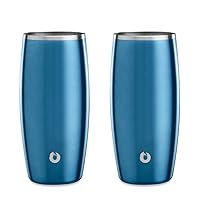 SNOWFOX Premium Vacuum Insulated Stainless Steel Beer Home Bar Accessories-Elegant Bartending-Lightweight Pint Glasses-Sleek Drinkware-Frosty Beverages Stay Cold, 2 Count (Pack of 1), Soft Blue