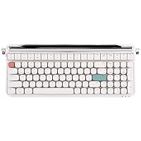 YUNZII B705 Pro Retro Typewriter Keyboard, 100-key Bluetooth&Wired Hot Swap Mechanical Gaming Keyboard, Round Keys, Rotary Knob, Integrated Stand for Windows/Mac(Gateron Brown Switch with RGB, Ivory)