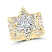 10kt Two-tone Gold Mens Round Diamond Star of David Ring 4-1/2 Cttw